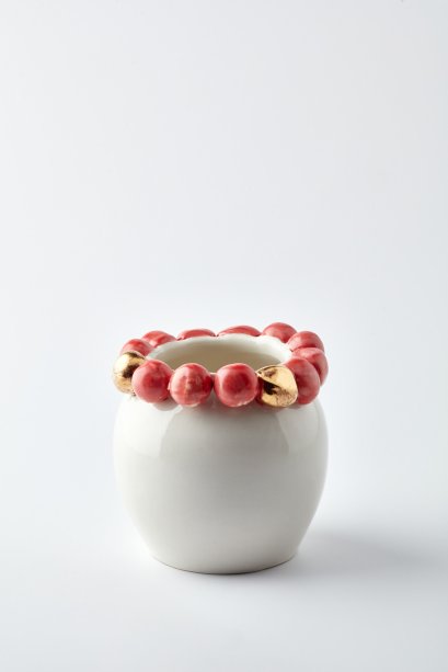 Cosmos Vazo, Gold-Kırmızı, 14 cm 