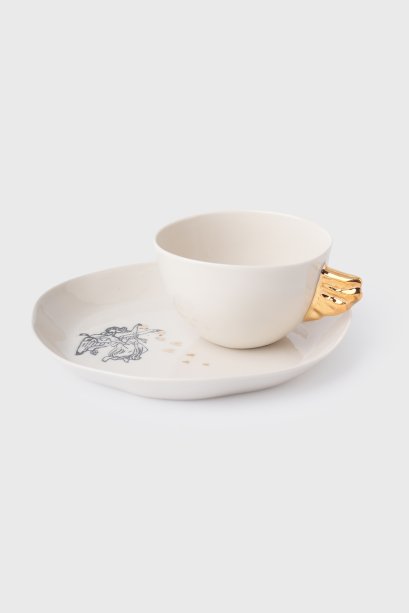 Volans Cup & Nuaj Angel Mother Plate Porcelain Set