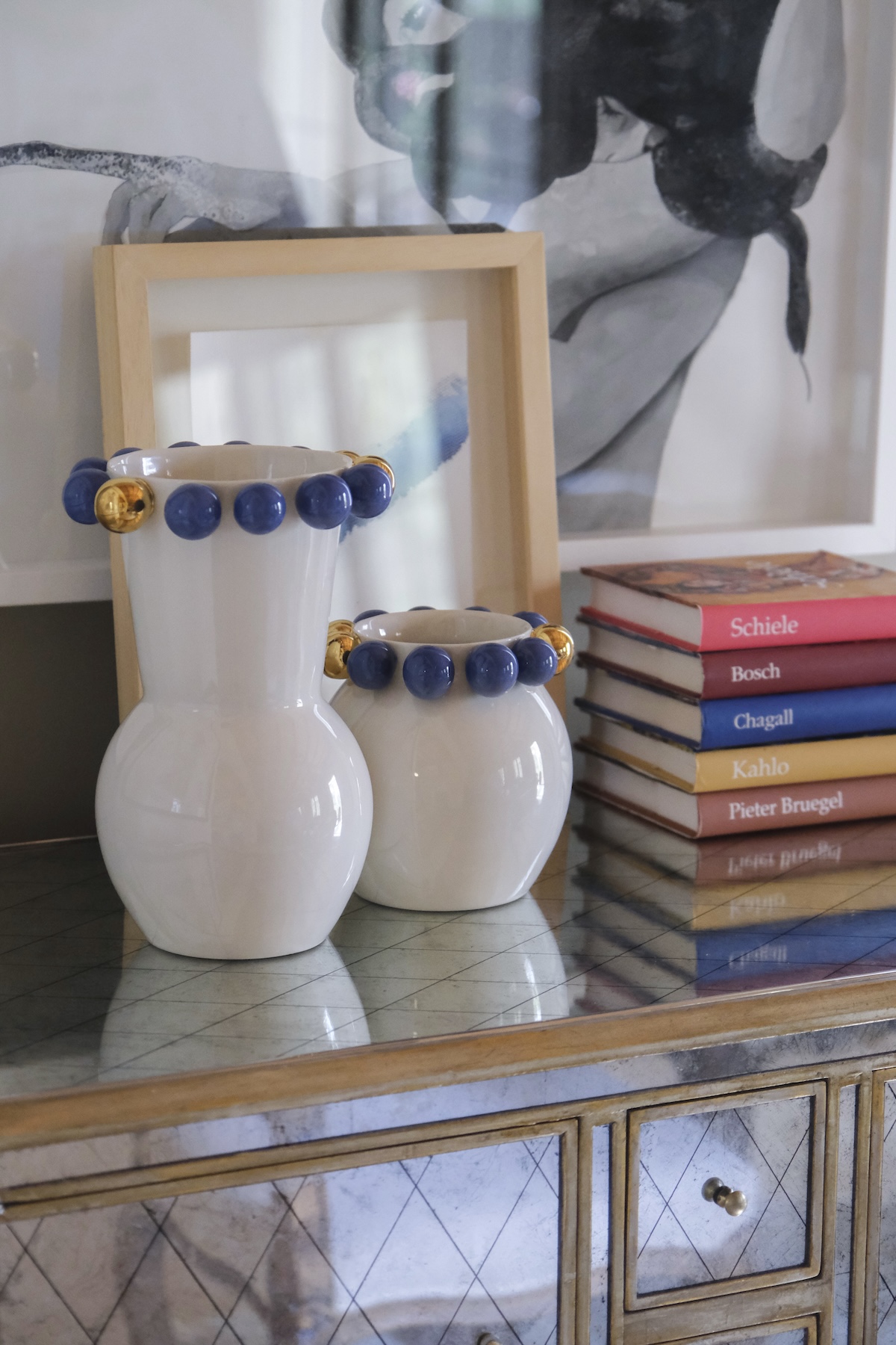 Cosmos Dark Blue - Gold Vase, 23 cm