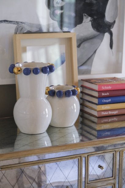 Cosmos Vase, Gold-Lacivert, 14 cm