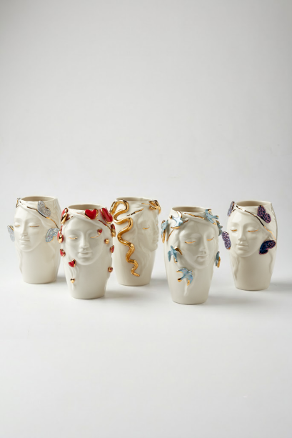 Maji Character Vase Series – Five-Piece Set; Soft Chaos · Second Nature · Blue Whisper · Blue-Winged Quiet Bloom · Purple-Winged Quiet Bloom